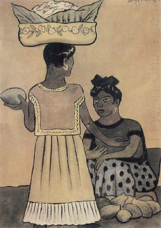 Diego Rivera Two Woman oil painting picture
